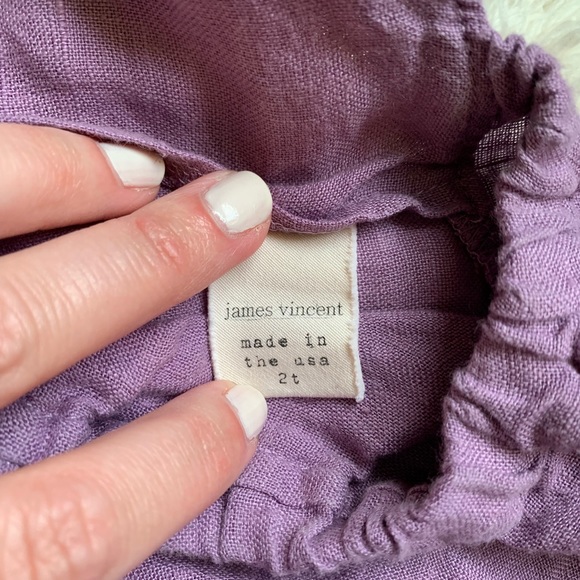 2T James Vincent Designs purple linen romper GUC - Picture 4 of 4